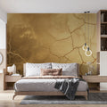 Cracked Earth Mural Wallpaper — Weathered Golden Texture Mural Wallpaper - room preview 02