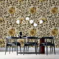 Autumnal Bird and Branch Mural Wallpaper in Golden Ochre Mural Wallpaper - room preview 02