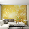 Gilded Ginkgo Leaf Mural Wallpaper — Luminous Gold Botanical Mural Wallpaper - room preview 02