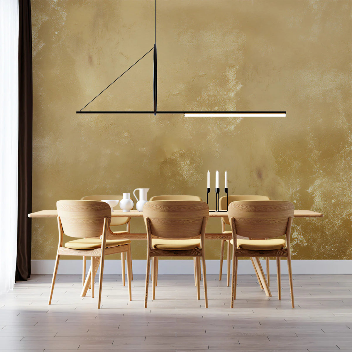 Gilded Nebula Mural Wallpaper — Soft Atmospheric Gold Mural Wallpaper - room preview 02