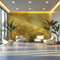 Brushed Gold Abstract Mural Wallpaper — Luminous Metallic Finish Mural Wallpaper - room preview 02