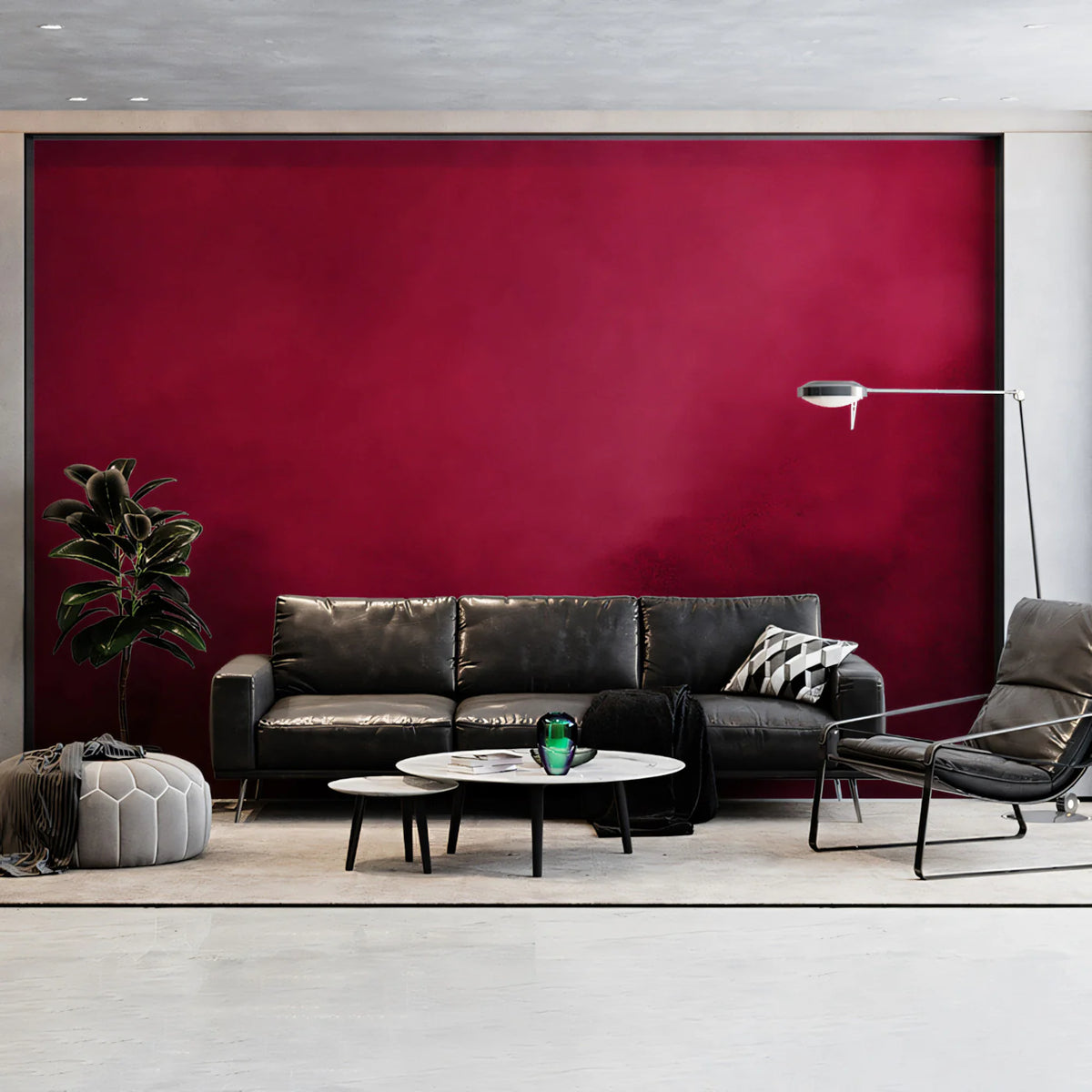 Abstract Crimson Cloud Mural Wallpaper — Rich Painterly Texture Mural Wallpaper - room preview 02