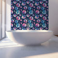 Floating Watercolor Bubbles Mural Wallpaper — Deep Navy Backdrop Mural Wallpaper - room preview 02