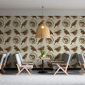 Sparrow Medallion Mural Wallpaper in Earthy Neutrals Mural Wallpaper - room preview 02