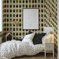 Potted Succulent Grid Mural Wallpaper —Whimsical Botanical Pattern Mural Wallpaper - room preview 02