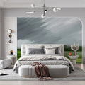 Abstract Meadow Mural Wallpaper — Painterly Stormy Landscape Mural Wallpaper - room preview 02