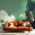 Ethereal Green Cloudscape Mural Wallpaper — Impressionist Style Mural Wallpaper - room preview 02