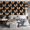 Monarch Butterfly Mural Wallpaper — Dramatic Midnight Pattern Mural Wallpaper - room preview 02