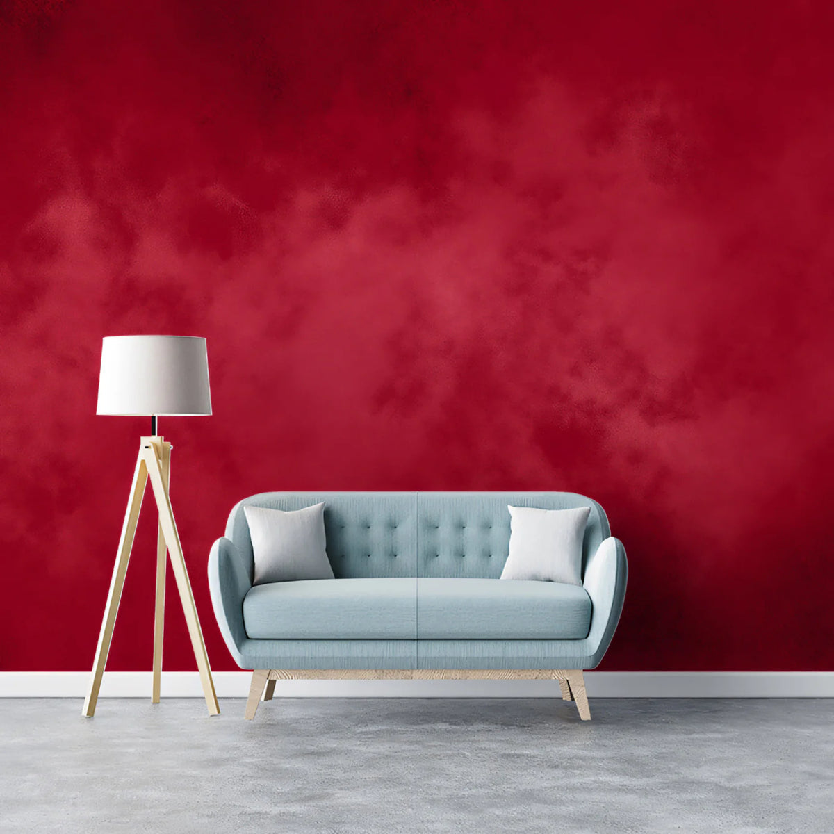 Crimson Cloud Mural Wallpaper — Rich Abstract Texture Mural Wallpaper - room preview 02