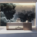 Abstract Gray Cloud Mural Wallpaper Textured Urban Grunge Mural Wallpaper - room preview 02