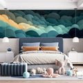 Abstract Organic Wave Mural Wallpaper — Modern Layered Texture Mural Wallpaper - room preview 02