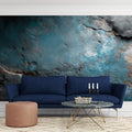 Weathered Concrete Mural Wallpaper — Industrial Blue and Rust Mural Wallpaper - room preview 02