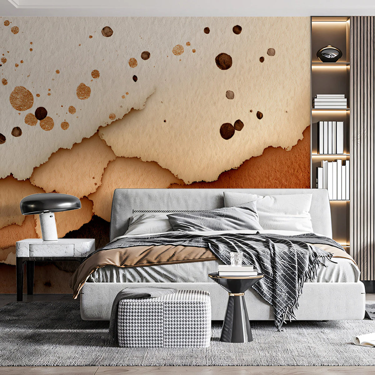 Abstract Torn Paper Mural Wallpaper — Warm Earthy Tones Mural Wallpaper - room preview 02