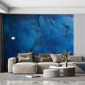 Deep Azure Stone Mural Wallpaper — Rugged Geological Texture Mural Wallpaper - room preview 02