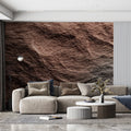 Abstract Fiber Mural Wallpaper — Organic Woven Brown and Grey Mural Wallpaper - room preview 02