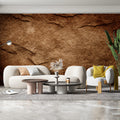 Rustic Earth Stone Mural Wallpaper — Deep Copper and Brown Texture Mural Wallpaper - room preview 02