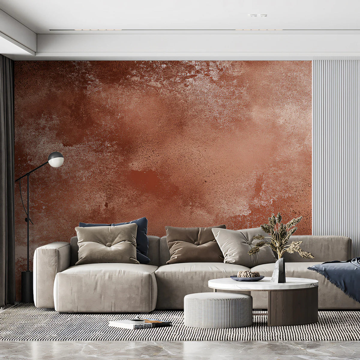 Oxidized Copper Mural Wallpaper — Distressed Industrial Texture Mural Wallpaper - room preview 02