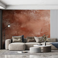 Oxidized Copper Mural Wallpaper — Distressed Industrial Texture Mural Wallpaper - room preview 02