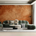 Rustic Cracked Copper Mural Wallpaper — Earthy Abstract Design Mural Wallpaper - room preview 02