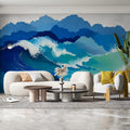 Abstract Coastal Wave Mural Wallpaper — Energetic Painterly Design Mural Wallpaper - room preview 02