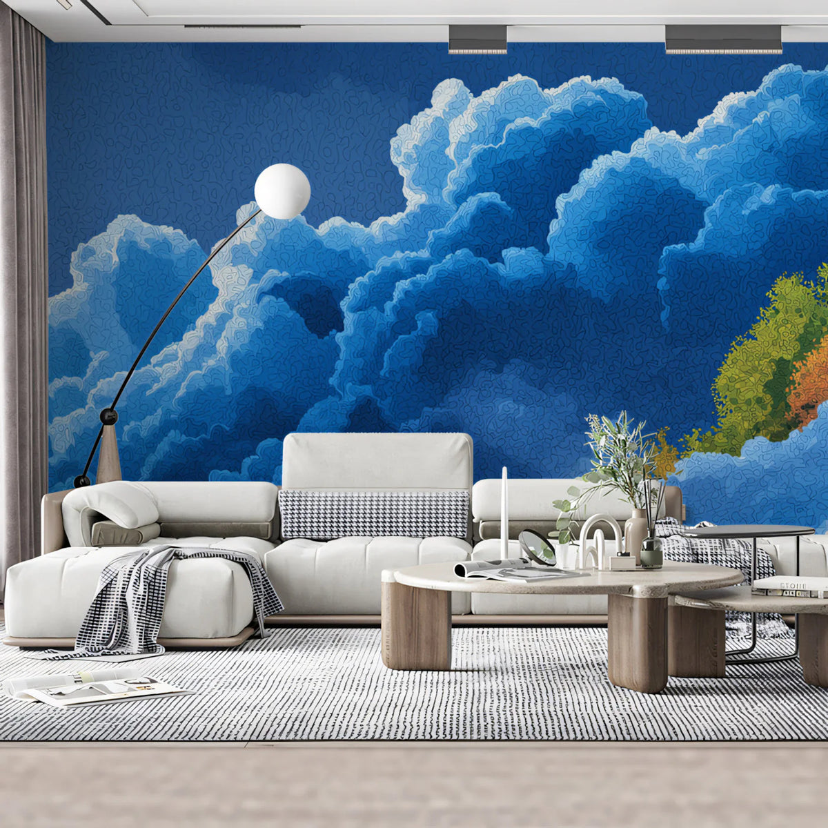 Floating Island Sky Mural Wallpaper — Dreamy Clouds and Lush Trees Mural Wallpaper - room preview 02