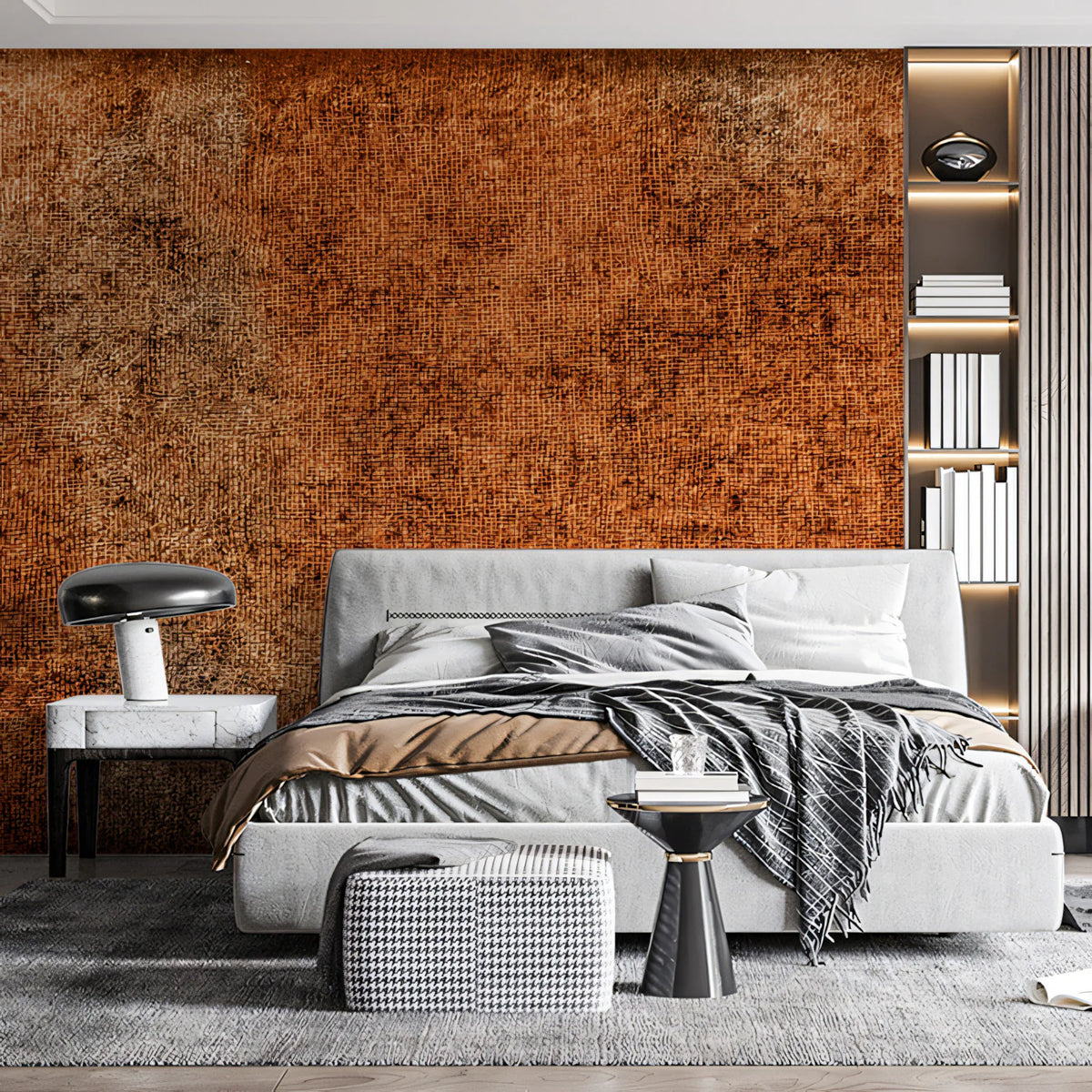 Distressed Burnt Orange Canvas Mural Wallpaper — Vintage Texture Mural Wallpaper - room preview 02