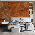 Distressed Burnt Orange Canvas Mural Wallpaper — Vintage Texture Mural Wallpaper - room preview 02