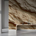 Natural Sandstone Layer Mural Wallpaper — Textured Geological Design Mural Wallpaper - room preview 02