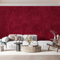 Crimson Textile Weave Mural Wallpaper — Deep Red Fabric Texture Mural Wallpaper - room preview 02
