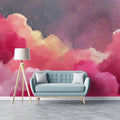 Twilight Nebula Mural Wallpaper — Abstract Sky and Pink Clouds Mural Wallpaper - room preview 02