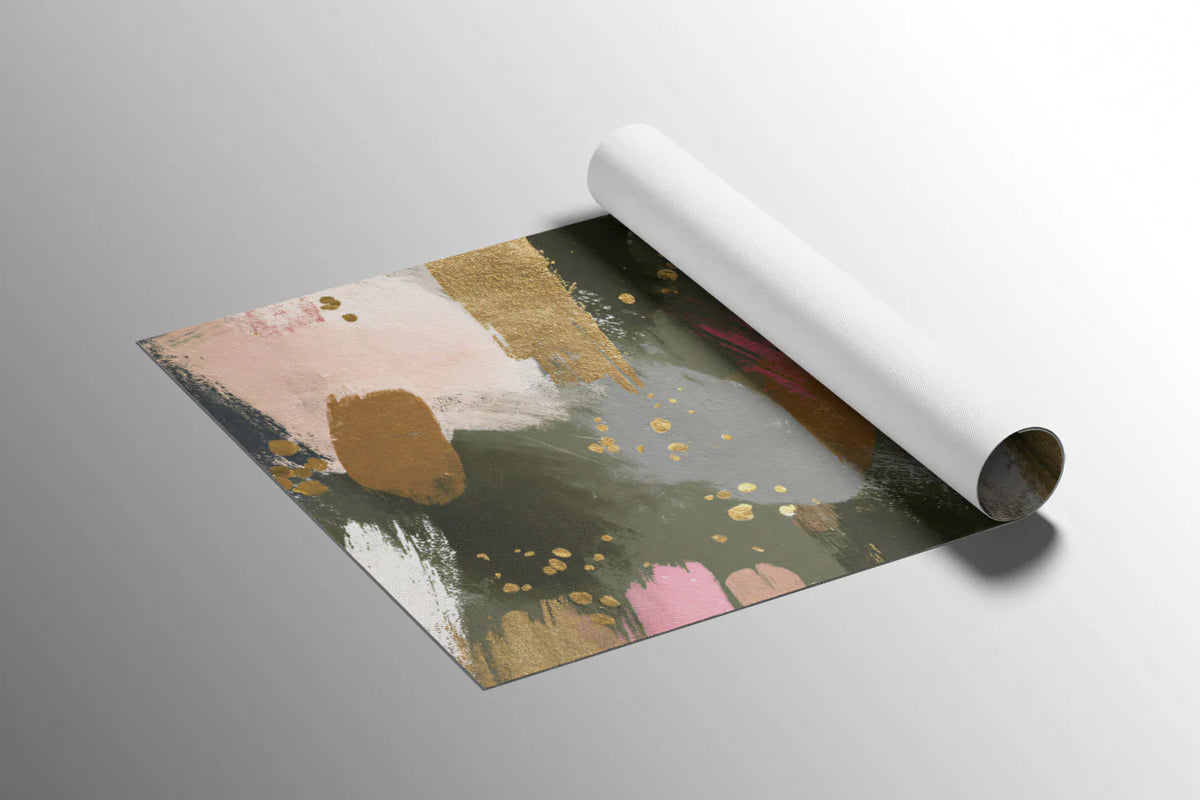 Abstract Brushstroke Mural Wallpaper in Olive, Pink and Gold Mural Wallpaper - room preview 02