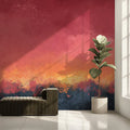Abstract Painted Sunset Mural Wallpaper — Warm Gradient Landscape Mural Wallpaper - room preview 02