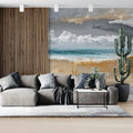 Coastal Layers Mural Wallpaper — Textured Seascape Art Mural Wallpaper - room preview 02