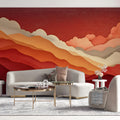 Abstract Mountain Horizon Mural Wallpaper — Mid-Century Retro Style Mural Wallpaper - room preview 02