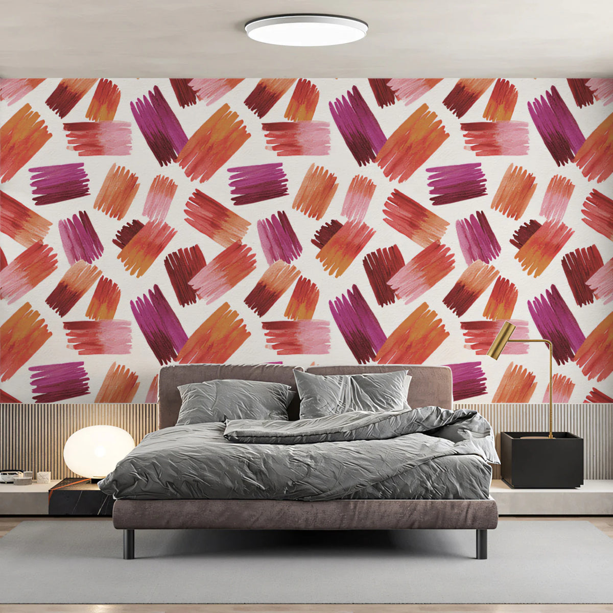 Abstract Brushstroke Mural Wallpaper — Vibrant Watercolor Pattern Mural Wallpaper - room preview 02