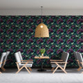 Victorian Peony Mural Wallpaper — Dark Floral Botanical Mural Wallpaper - room preview 02