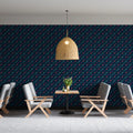 Intricate Micro Floral Mural Wallpaper in Teal and Plum Mural Wallpaper - room preview 02