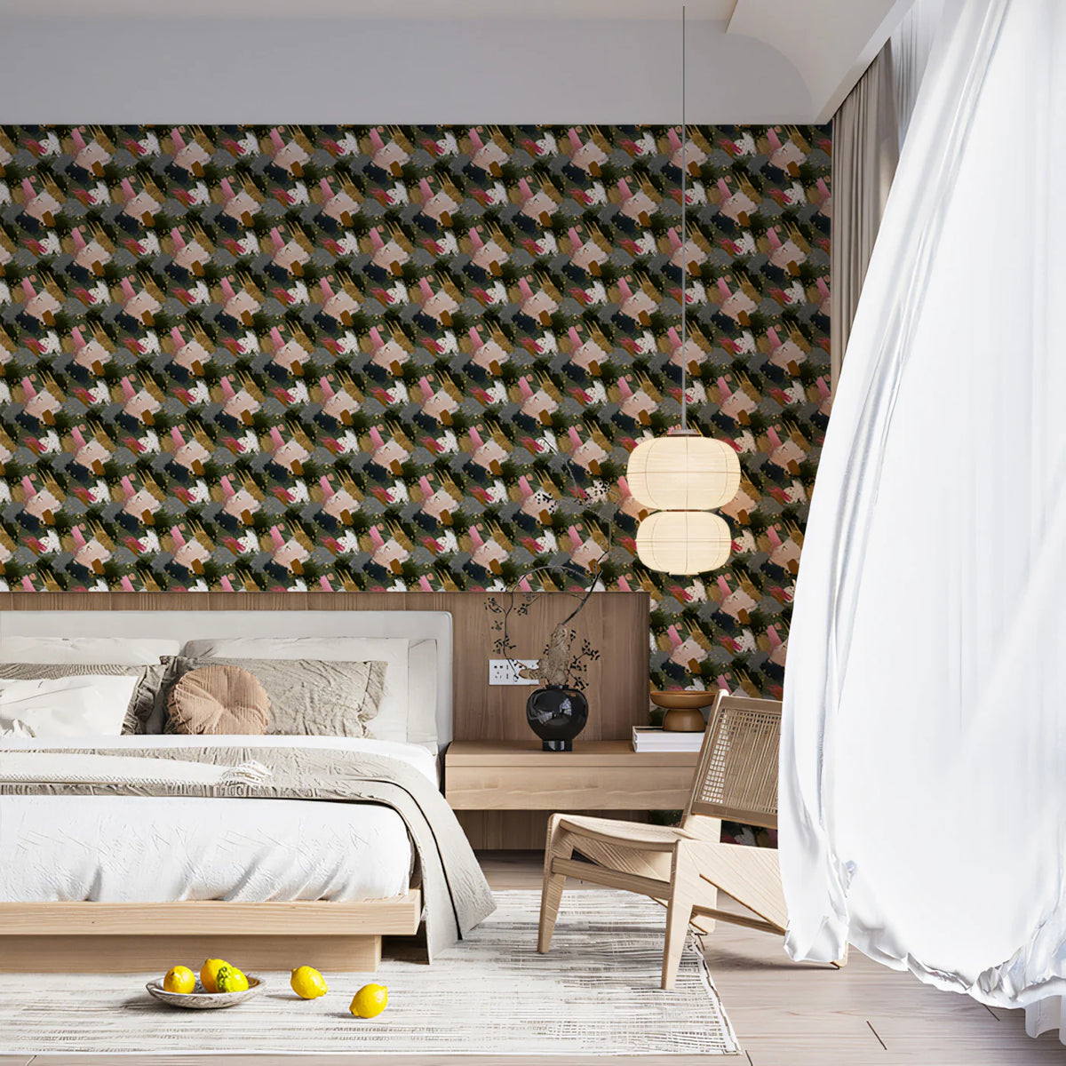 Abstract Brushstroke Plaid Mural Wallpaper — Artistic Texture Mural Wallpaper - room preview 02