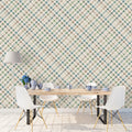 Diagonal Plaid Mural Wallpaper — Muted Earth Tone Check Mural Wallpaper - room preview 02