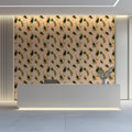 Abstract Botanical Brushstroke Mural Wallpaper — Ochre and Pine Mural Wallpaper - room preview 02