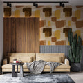 Abstract Geometric Blocks Mural Wallpaper — Warm Earth Tones Mural Wallpaper - room preview 02