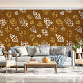 Modern Tribal Mural Wallpaper — Abstract Earthy Pattern Mural Wallpaper - room preview 02