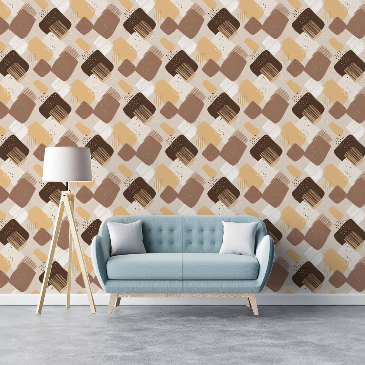 Abstract Geometric Block Mural Wallpaper — Earthy Tones Mural Wallpaper - room preview 02