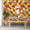 Abstract Harlequin Mural Wallpaper — Painterly Diamond Pattern Mural Wallpaper - room preview 02