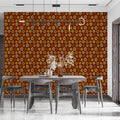 Retro Floral Mural Wallpaper — Warm Earthy Botanical Pattern Mural Wallpaper - room preview 02