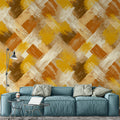 Woven Brushstroke Mural Wallpaper in Golden Earth Tones Mural Wallpaper - room preview 02