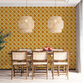 Gilded Trellis Mural Wallpaper — Moroccan Lattice Pattern Mural Wallpaper - room preview 02