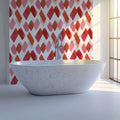 Abstract Brushstroke Mural Wallpaper — Red and Pink Geometric Mural Wallpaper - room preview 02