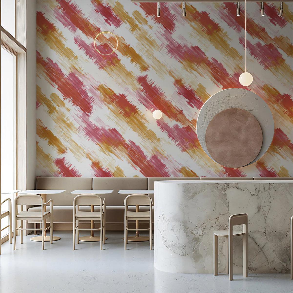 Abstract Diagonal Brushstroke Mural Wallpaper — Vibrant Artistic Mural Wallpaper - room preview 02