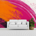 Abstract Painted Circle Mural Wallpaper — Vibrant Fuchsia and Orange Mural Wallpaper - room preview 02